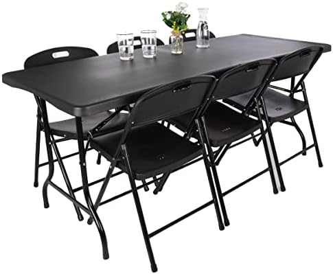 Lavish Home Indoor & Outdoor Portable Folding Table, Black, 6ft