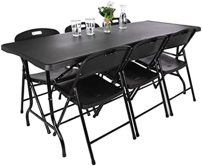 Lavish Home Indoor & Outdoor Portable Folding Table, Black, 6ft