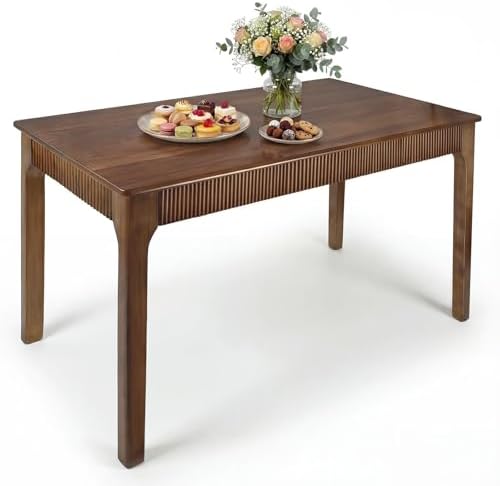 47" Solid Wood Dining Room Table, Rectangular Kitchen Real Wooden Table