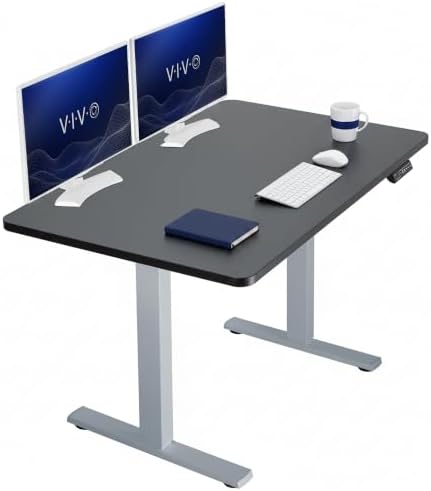 VIVO Electric Standing Desk, Solid 1-Piece 48" x 30" Black Top