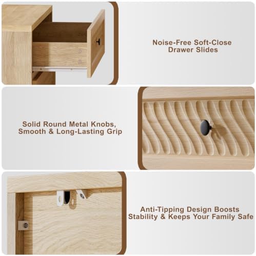 3 Drawer Dresser Set of 3 for Bedroom, 31.3" Wide Wooden Dresser