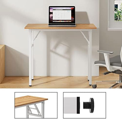 Need Small Computer Desk 31.5 in Folding Home Office Table Teak
