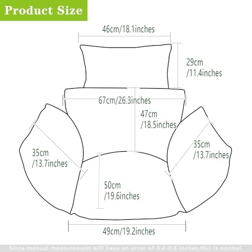 Egg Chair Cushion Replacement, Detachable Hanging Chair Cushion Washable, Thicken Hanging Basket Chair Cushions(Cushion only) (Hawaii)