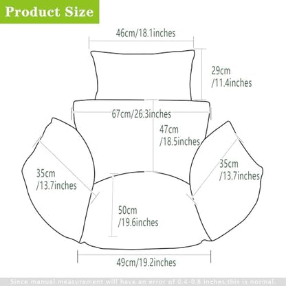 Egg Chair Cushion Replacement, Detachable Hanging Chair Cushion Washable, Thicken Hanging Basket Chair Cushions(Cushion only) (Hawaii)