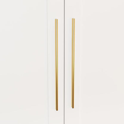 Wardrobe Closet with Mirror, 3 Door Wardrobe with Hanging Rod, 4 Drawers, Shelves, Modern Bedroom Armoire with Gold Handles, White Clothes Cabinet, 20.5”D x 47”W x 86.7”H