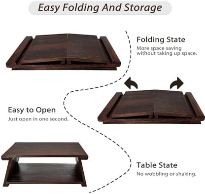 Folding Japanese Low Floor Table, Small Wooden Meditation Altra Table