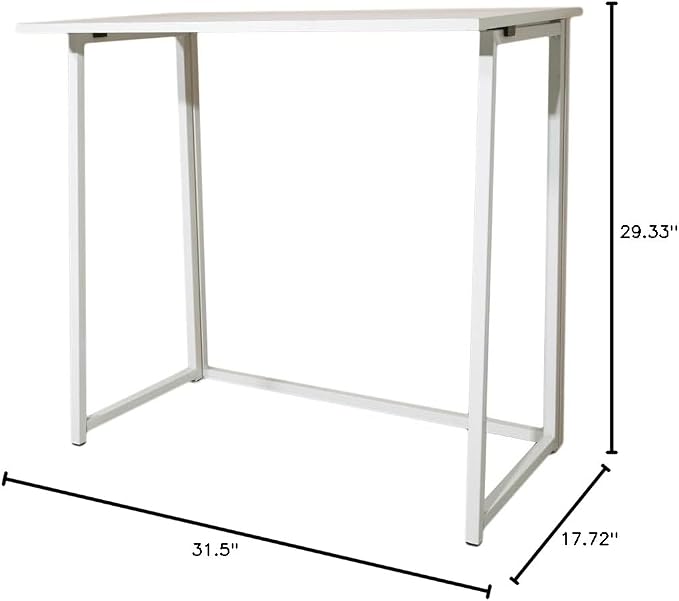 Folding Desk, Simple Assembly Computer Table, Simple Collapsible Space-Saving Home Office Desk for Small Room, Office, Bedroom, Living Room, Game Room, Study Table, Laptop Desk White