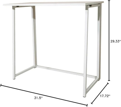 Folding Desk, Simple Assembly Computer Table, Simple Collapsible Space-Saving Home Office Desk for Small Room, Office, Bedroom, Living Room, Game Room, Study Table, Laptop Desk White