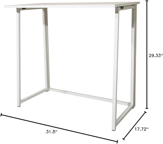Folding Desk, Simple Assembly Computer Table, Simple Collapsible Space-Saving Home Office Desk for Small Room, Office, Bedroom, Living Room, Game Room, Study Table, Laptop Desk White