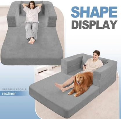 Futon Sofa Bed with Pillow, 3-in-1 Sleeper Sofa Bed with Removable Cover