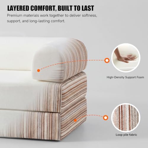 79" Memory Foam Sofa Bed, High Headrest Convertible Futon Boneless Couch