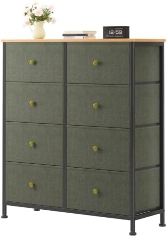Sweetcrispy 8 Drawer Fabric Dresser, Tall Storage Tower for Bedroom