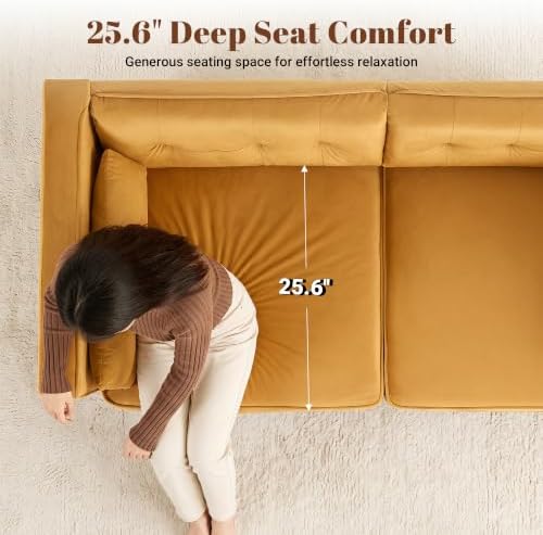 Modern Small Velvet Loveseat Sofa 2 Seater Couch for Living Room, Deep Seat