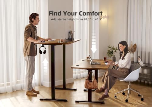 YDN 32 x 19 Inch Rustic Brown Electric Standing Desk