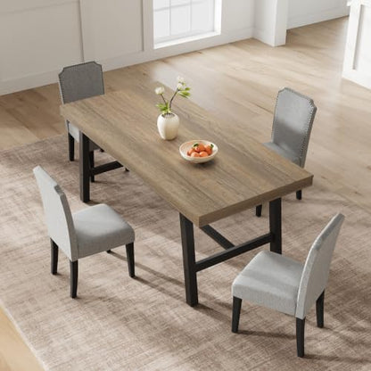 Garvee 63" Industrial Dining Table, Rectangular Kitchen Table, Rustic Pear