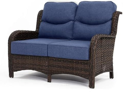 Oversized Loveseat, Outdoor Sofa with High Back and 6-Inch Cushions