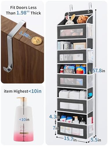 JARLINK Over the Door Organizer for Pantry, Bathroom, 5 Shelf Black, 2 Pack