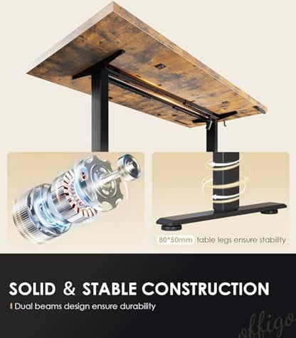 OffiGo 71" Executive Electric Standing Desk Height Adjustable, Rustic Brown