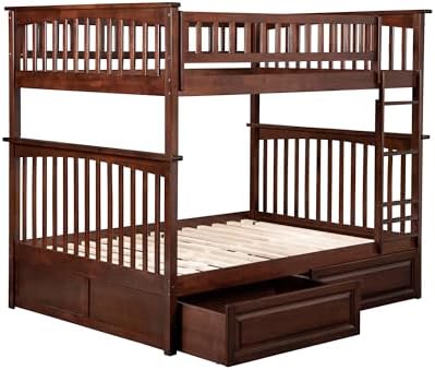 AFI, Columbia Bunk Bed Full Over Full with Raised Panel Bed Drawers, Walnut