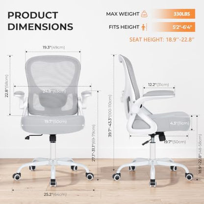 Ergonomic Home Office Chair, Mesh Computer Desk Chair, Light Grey
