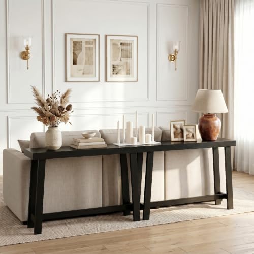 47" Console Table, Narrow Entryway Sofa Table, Behind Couch Table, Black