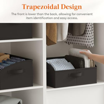 Lifewit Trapezoid Closet Storage Bin for Shelf, 6 Packs 19L, Black