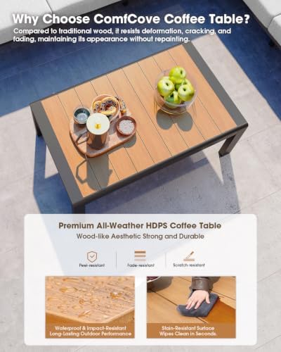 Outdoor Aluminum Patio Furniture Set 11 Seats, Patio Sectional Corner Couch Set with Washable Thick Cushions & Coffee Table, Patio Conversation Sets for Porch, Backyard, Garden, Deck, Gray