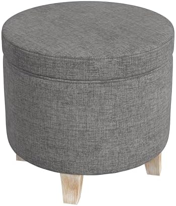 HomePop 19" Round Storage Ottoman - Gray Woven