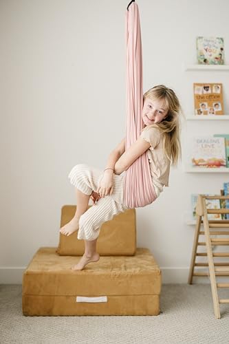 Marlowe & Co Sensory Swing for Kids Indoor Outdoor, Therapy Pod Cocoon Swing for Autism ADHD SPD, Double Layer Cotton Hammock Swing, Holds 200 lbs, 360° Swivel Hardware Included, Vintage Rose