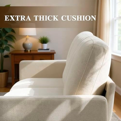 79" L-Shaped Modular Couch, 2 Seater Sofa with Ottoman, White