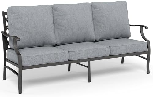 SUNSHINE VALLEY, 3-Seat Outdoor Patio Sofa, Metal Frame, Gray