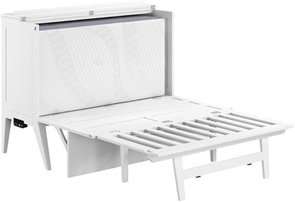 AFI, Northampton Full Size Murphy Bed Desk with Memory Foam 6" Mattress and Built-in USB Charger, White