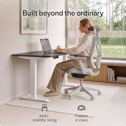 Desktronic HomePro Standing Desk 54x28 — Made in Europe, Ergonomic Sit Stand Home Office Desk, Electric Height Adjustable, Dual Motor, USB & USB-C Charging, Wobble-Free, Touchscreen, 3 Memory Presets