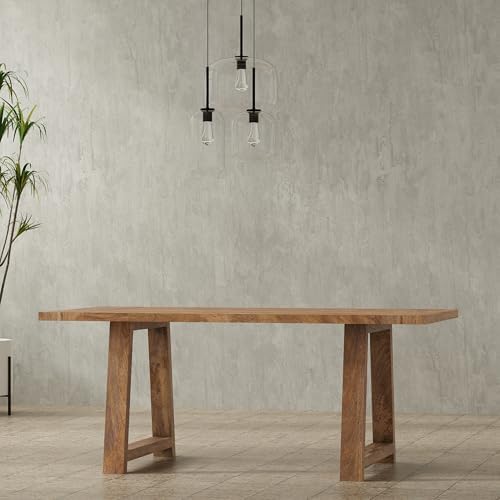 SIMPLIHOME Whitley 72" Wide Solid Mango Wood Dining Table in Burnt Wax