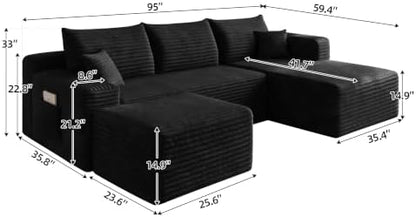 U Shaped Boneless Sectional Sofa Right Facing Cloud Couches