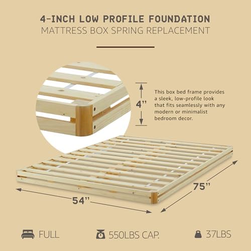 Hercules 4 Inch Low Profile Mattress Foundation Platform, Full Size Bed