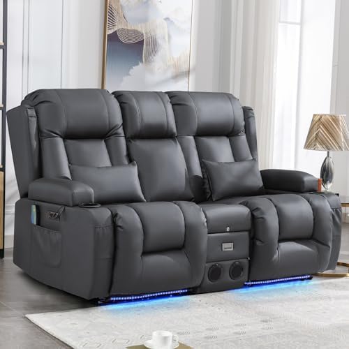 IPKIG Power Loveseat Recliner Sofa with Flip Back Console, 67" - 3 Seat