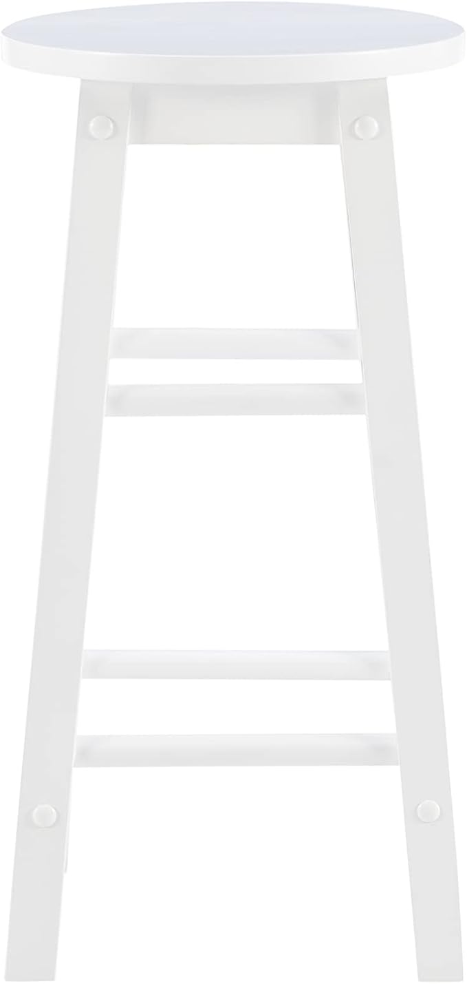 Linon Zeke White 24" Counter Stool with Round Seat