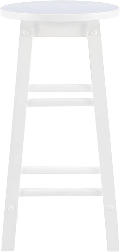 Linon Zeke White 24" Counter Stool with Round Seat