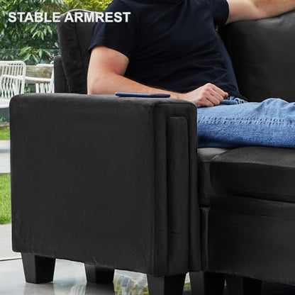Belffin Modular Sectional Sofa Couch 7-Seater Convertible Sectional Sofa Velvet Modular Sectional with Storage Ottoman L Shaped Couch with Chaises Black