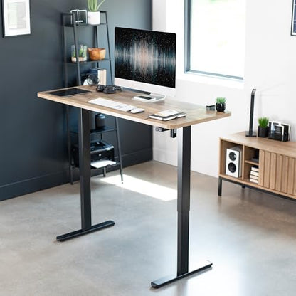 VIVO Electric Standing Desk, Smooth 3-Piece 60" x 24" Reclaimed Wood Top