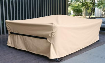 Patio Furniture Set Covers Waterproof Patio Conversation Sets Cover Heavy Duty 600D Outdoor Sectional Sofa Couch Cover Outside Dining Set Table and chairs Covers 90" L x 64" W x 28" H Beige