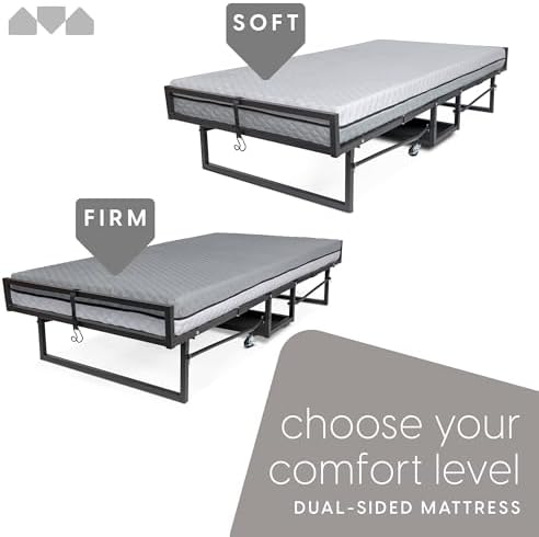 Milliard Deluxe Presidential Folding Bed with Mattress for Adults, Twin Size, Portable Foldable Bed with Bonus Pillow and Blanket Included, 77” x 38", Fold Up, Roll Away, & Hideaway