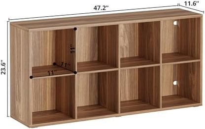 IRONCK 8-Cube Storage Organizer, Reversible Cube Bookshelf, Oak Brown