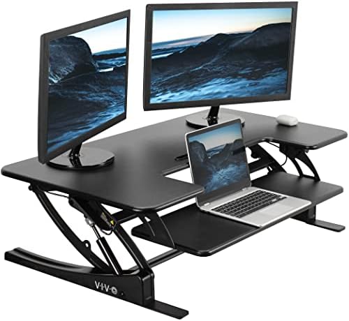 VIVO Dual Tier Standing Desk Converter, 42" Black Top