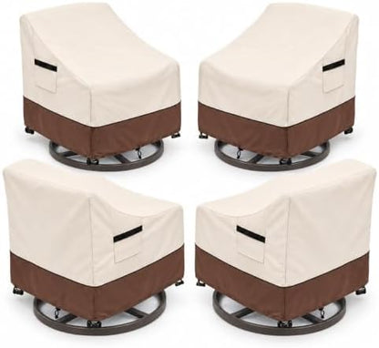 Patio Swivel Chair Cover 4 Pack,Waterproof Heavy Duty Patio Chair Covers,Swivel Chair Cover for Outdoor Furniture Covers Waterproof(35 W x 37 D x 36 H inches),Beige&Brown