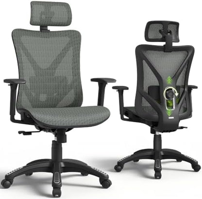ELABEST Ergonomic Office Chair with 3D Headrest, T23 High Back Mesh Desk Chair with Adjustment Lumbar Support & 3D Armrests, Chair, Big and Tall Swivel Computer Chair for Home Office, Gaming