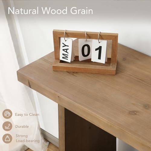 HOKYHOKY 43.3" Wood Console Table for Entryway,Farmhouse Sofa Table, Brown