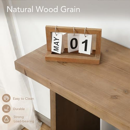 HOKYHOKY 43.3" Wood Console Table for Entryway,Farmhouse Sofa Table, Brown