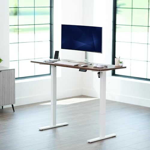 VIVO Electric Standing Desk, Solid 1-Piece 60" x 24" Vintage Brown Top